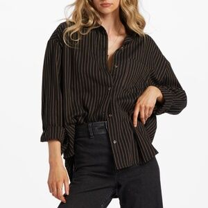 NWT Billabong Right On Striped Button Up Shirt